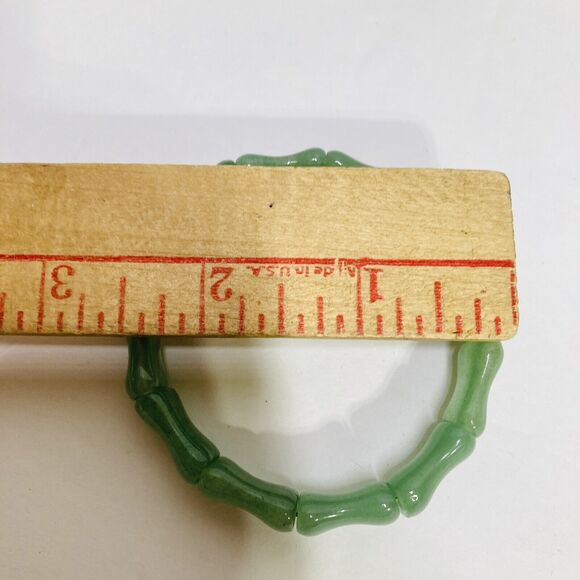 Green Jade Gemstone Translucent Band Stretch Bracelet Fashion Womans - Picture 5 of 10